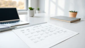 Downloadable 2026 calendar PDF showcased on a modern workspace.