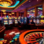 Experience the thrill of SLOT GACOR with players celebrating wins at glowing casino machines.
