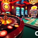 Engaging poker players and spinning roulette wheel at OK88 online casino.