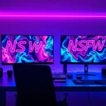 Futuristic workspace showcasing the innovative NSFW AI image generator in action.