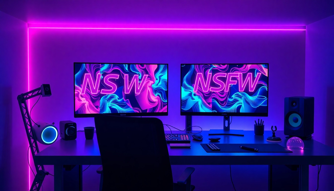 Futuristic workspace showcasing the innovative NSFW AI image generator in action.