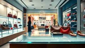 레플리카쇼핑몰의 고품질 명품 레플리카가 진열된 세련된 쇼핑몰 장면