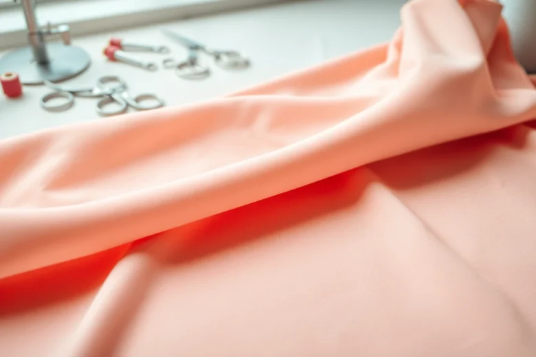 Poplin katoen stoffen zo dicht mogelijk bij een naaitafel met levendige kleuren en zachte textuur.