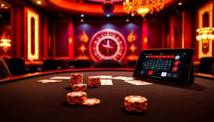 Experience the excitement at https://uu88ae.com/ with a vibrant casino scene showcasing poker and roulette.