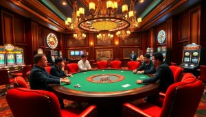 Experience the excitement of mm88 at a luxurious poker table with vibrant casino elements.