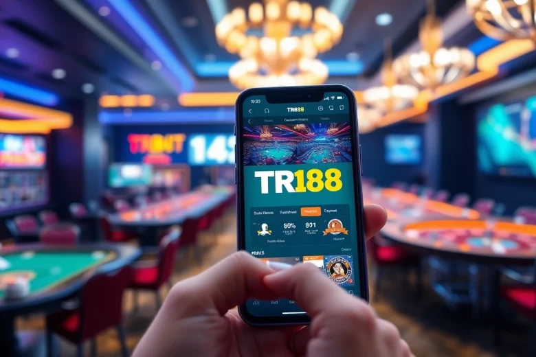 Experience TR88's dynamic online betting interface on a smartphone with casino elements.