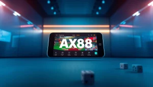 Giao diện AX88 APK hiển thị trên điện thoại thông minh, nổi bật với màu sắc sống động và các yếu tố chơi game thú vị.