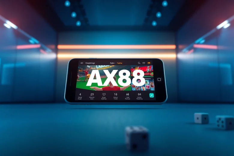 Giao diện AX88 APK hiển thị trên điện thoại thông minh, nổi bật với màu sắc sống động và các yếu tố chơi game thú vị.