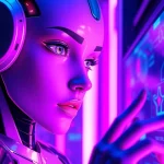 Engaging NSFW AI character in a vivid digital landscape