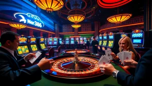 Experience the excitement of gambling at RR88 with vibrant casino tables and thrilling games.