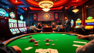 Experience the thrill of 6L777 Login with vibrant casino games and excited players at the tables.