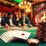Experience the thrill of high-stakes poker at https://lc88.jpn.com/, featuring a luxurious casino atmosphere with cards and chips.