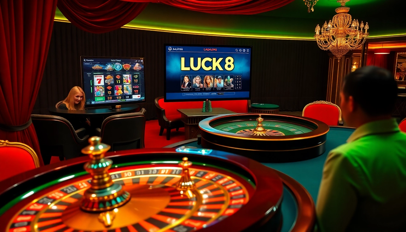 Trải nghiệm sự hứng khởi của trò chơi LUCK8 với bánh xe roulette thanh lịch và bàn poker.