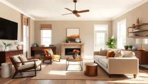 Renovation contractor in Oxford MS showcasing a beautifully designed living room.