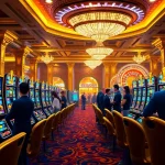 Pemain yang sedang menikmati permainan slot Olympus di kasino mewah.