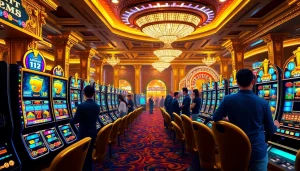 Pemain yang sedang menikmati permainan slot Olympus di kasino mewah.