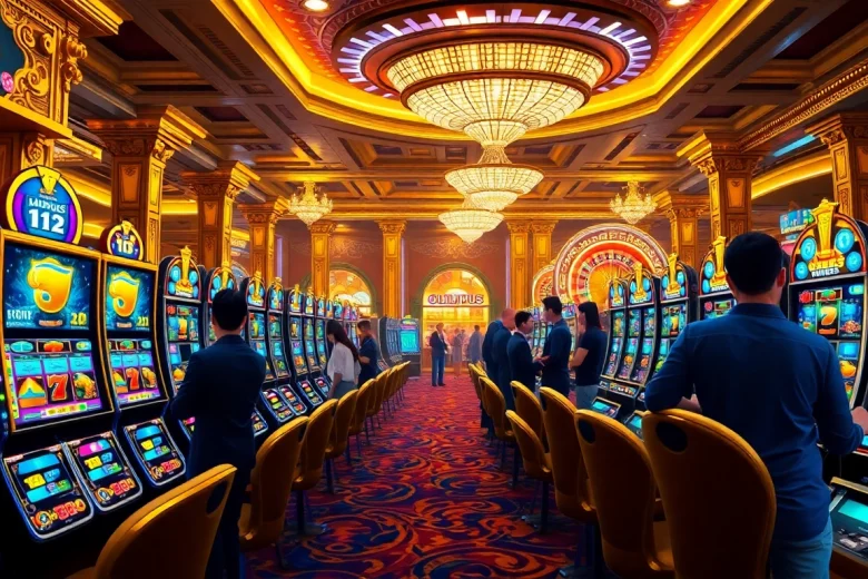 Pemain yang sedang menikmati permainan slot Olympus di kasino mewah.