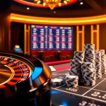 Engaging scene of Tool xổ số siêu tốc with vibrant casino elements and dynamic online betting activities.