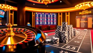 Engaging scene of Tool xổ số siêu tốc with vibrant casino elements and dynamic online betting activities.