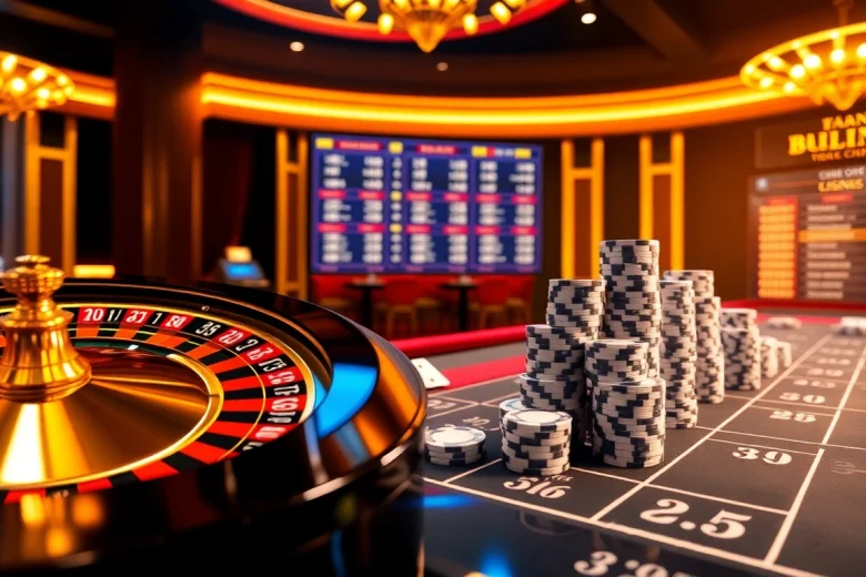 Engaging scene of Tool xổ số siêu tốc with vibrant casino elements and dynamic online betting activities.