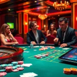 Experience high-stakes action with ev 88 at an illuminated casino table featuring vibrant chips and cards.