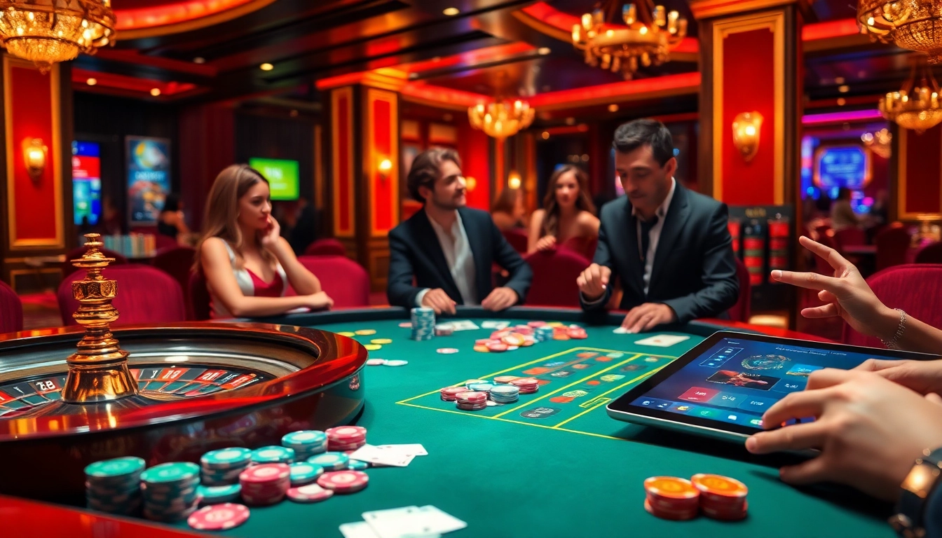 Experience high-stakes action with ev 88 at an illuminated casino table featuring vibrant chips and cards.