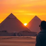 Discover the grandeur of the Great Pyramids of Giza at sunset on https://piraminds.com/.