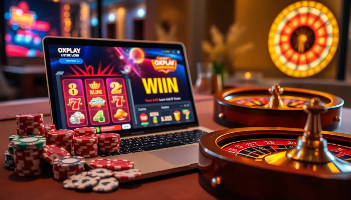 Experience excitement with Oxplay login featuring vibrant slots and casino elements.