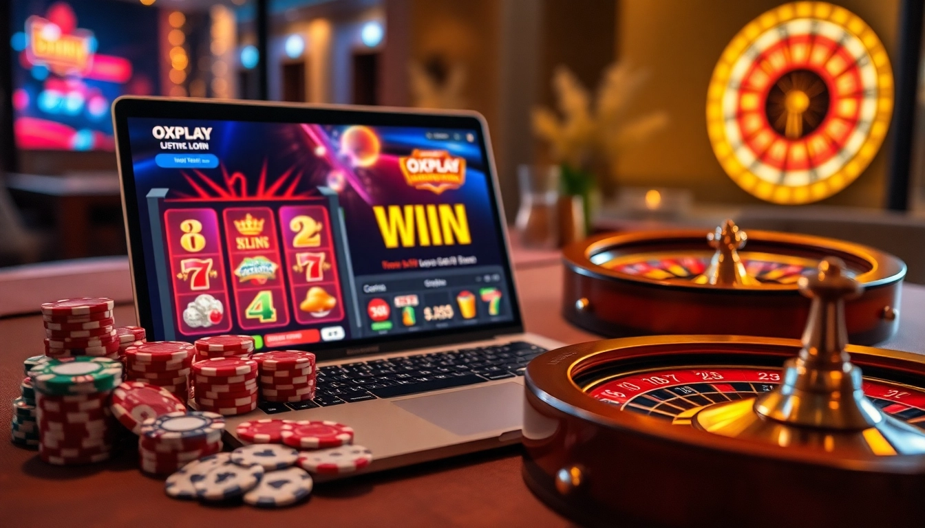 Experience excitement with Oxplay login featuring vibrant slots and casino elements.