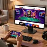 Player enjoying online gaming on 789club app, showcasing excitement and responsible gambling.