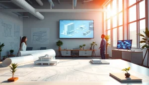 Showcase of architectural design services in a vibrant studio demonstrating creativity and innovation.