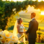 Wedding photographer capturing a romantic outdoor ceremony with beautiful floral details.