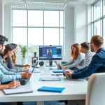 Enhancing edmonton web design through professional collaboration in a modern workspace.