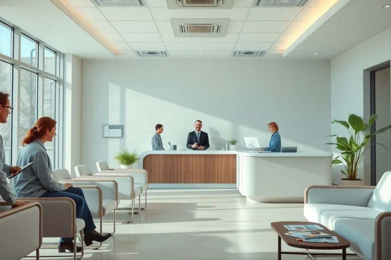 男性向け健康クリニックの歓迎受付エリア。上野クリニック 口コミ・評判を紹介。