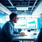 Utilizing AI for competitor analysis with a professional analysis dashboard and data visualizations.