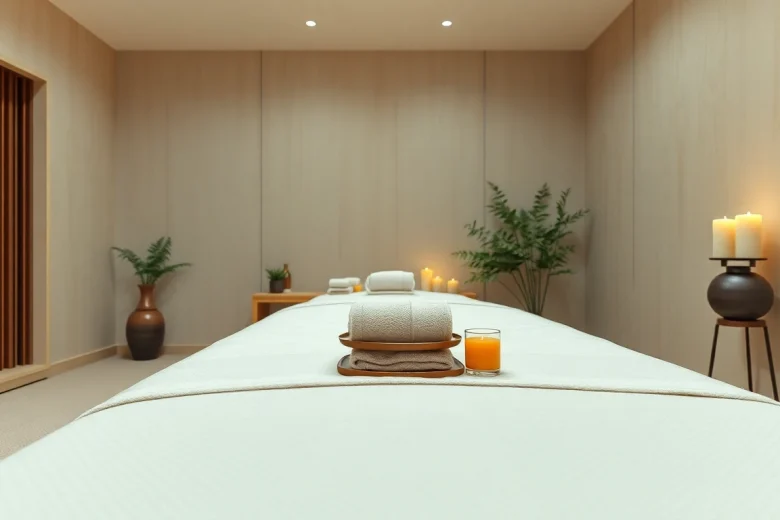 진정된 장식의 서산마사지 분위기를 보여주는 평화로운 마사지 치료실.
