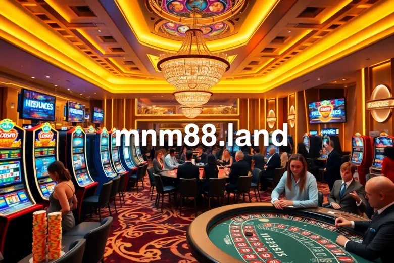 Experience thrilling games at mm88.land with vibrant casino tables and enthusiastic players.