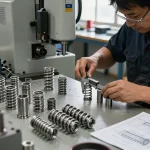 Arcuri inox de înaltă calitate fiind fabricate de un tehnician priceput în atelier.