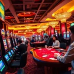 new77 alternatif slots feature players celebrating wins amidst vibrant casino ambiance