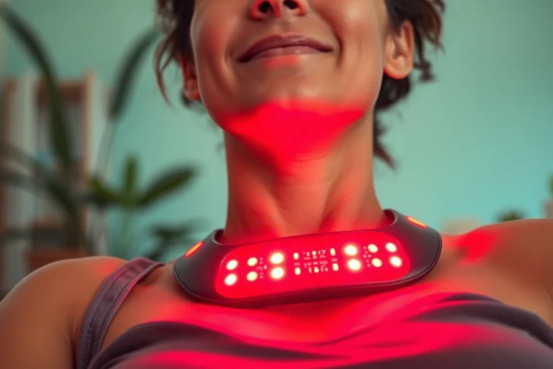 Benefits of using a red light therapy belt for pain relief and muscle recovery in a calming home environment.