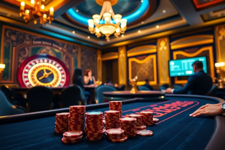 Exciting gambling experience showcasing Link mới nhất ps99 at a luxurious casino table with poker chips.