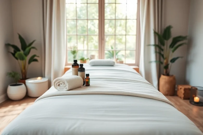 수원출장마사지의 차분한 장식과 전문적인 분위기로 구성된 편안한 설정.