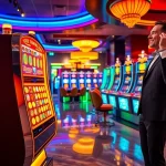 Winning a jackpot on a vibrant pragmatic slot machine in a luxurious casino setting.