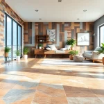 Exquisite tile flooring in a modern interior, showcasing intricate design patterns.