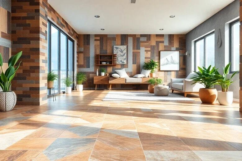 Exquisite tile flooring in a modern interior, showcasing intricate design patterns.