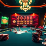 Experience the thrill of DH88 with luxury casino tables and vibrant gambling elements.