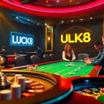 LUCK8 players immersed in an exciting poker game at a vibrant casino table.