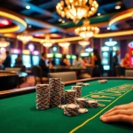 Experience the excitement of xxgg at a luxurious poker table with vibrant chips and cards in play.