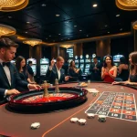 KJC gaming table in a luxury casino, showcasing thrilling gambling activities.