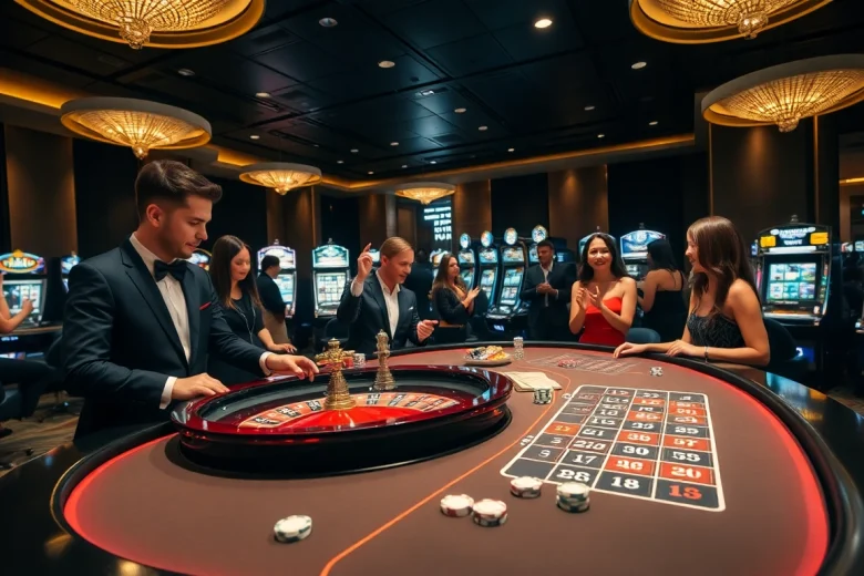 KJC gaming table in a luxury casino, showcasing thrilling gambling activities.